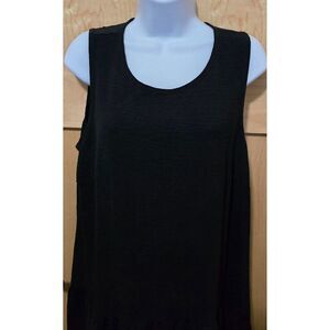 Tahari Arthur S. Levine Womens Sleeveless Black Tiered Midi Dress L